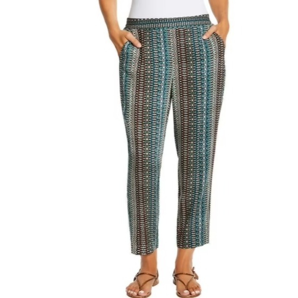 New Jessica Simpson Brown Green Abstract Ultra Soft Casual Pull-on Pants Large